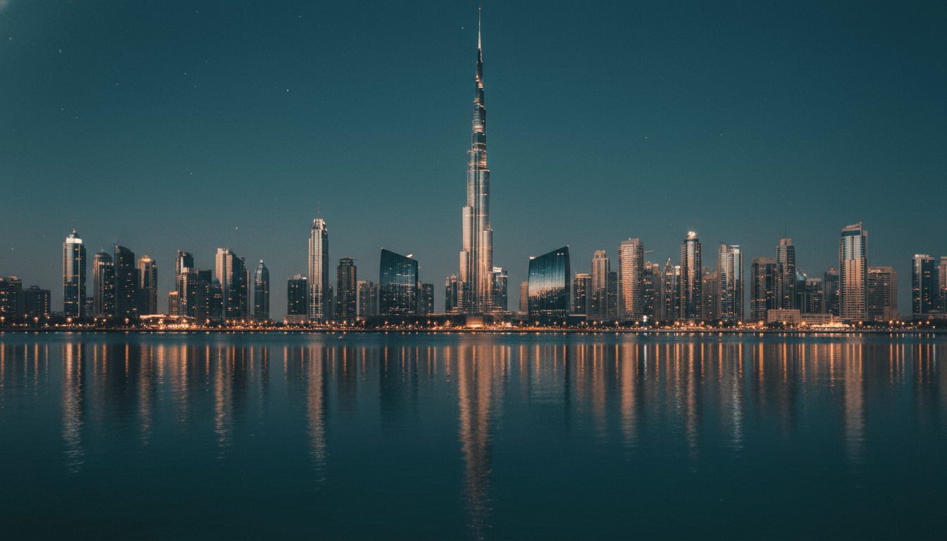 Dubai-Skyline mit Burj Khalifa bei Blue Hour